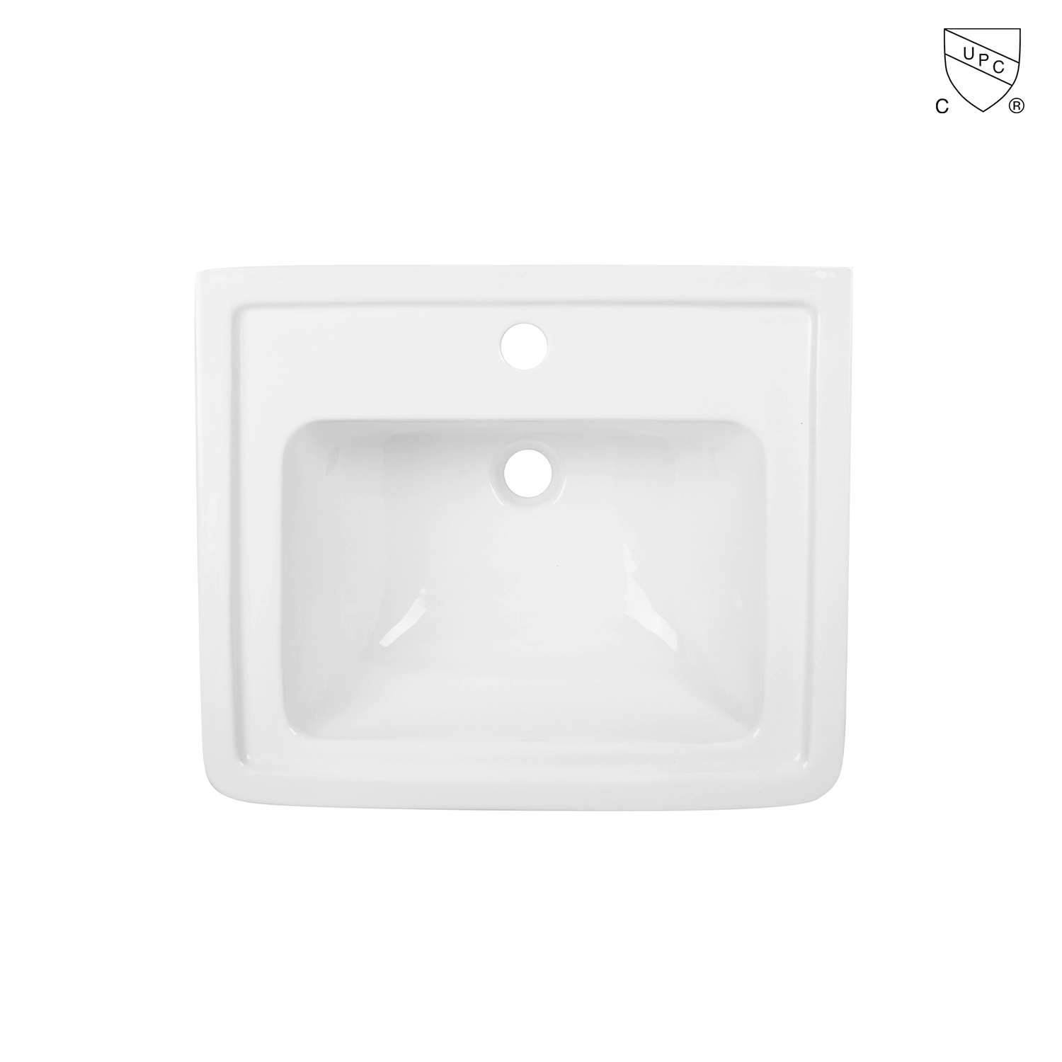 Cupc 56 cm white rectangle ceramic wall-mount sink with overflow and faucet hole